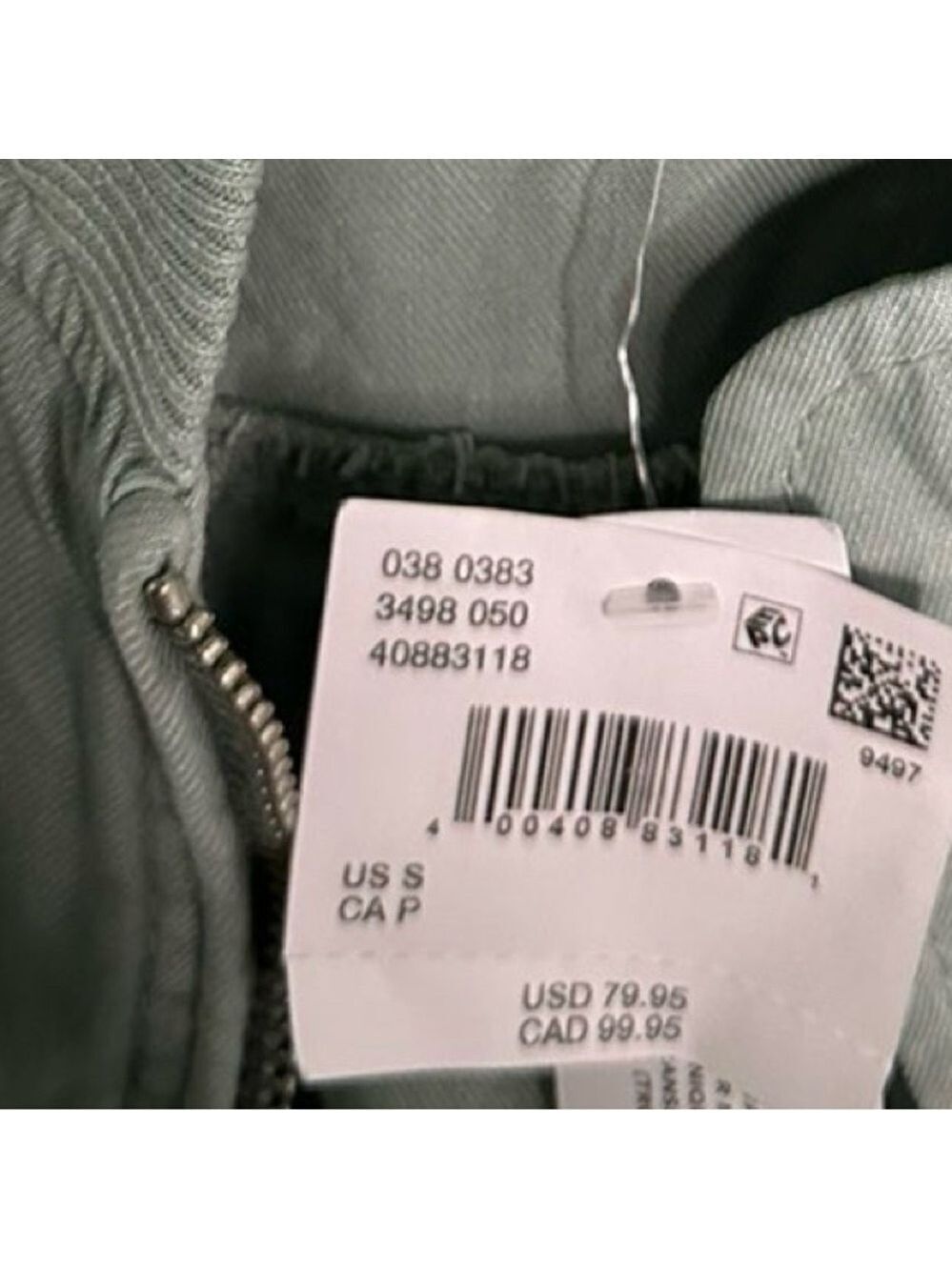 American Eagle-Linen-Blend Cropped Bomber Jacket-Size Small-Moss Grey - Picture 6 of 9